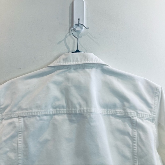 LL BEAN Sz XL White Canvass Pockets Oversized Denim Jean Style Jacket - Picture 9 of 10